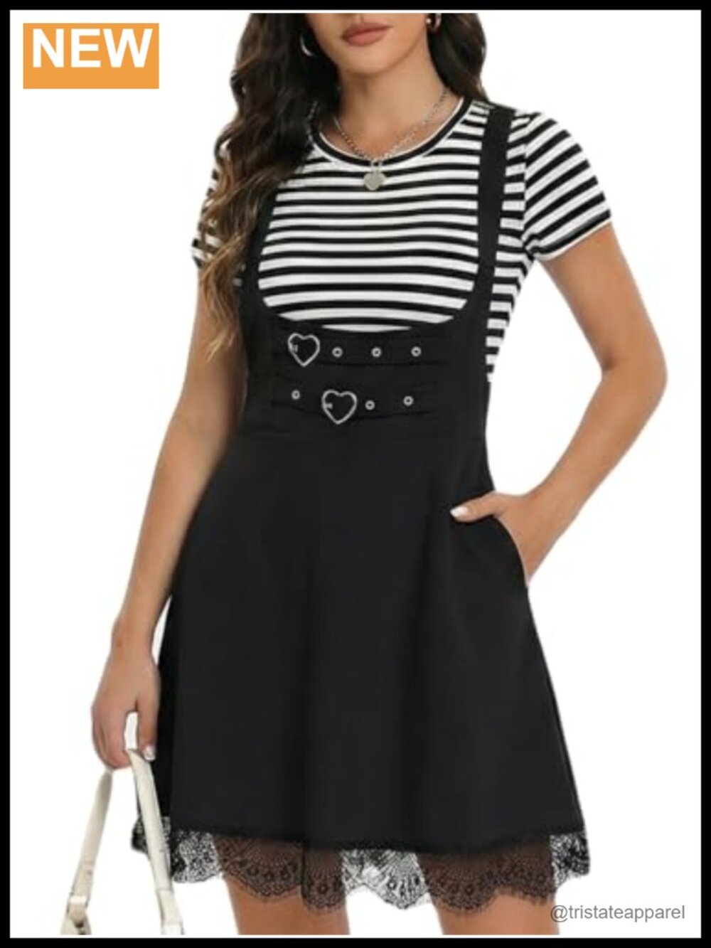 YOINS Women's Lace A-Line Overall Dress Suspender Skirt